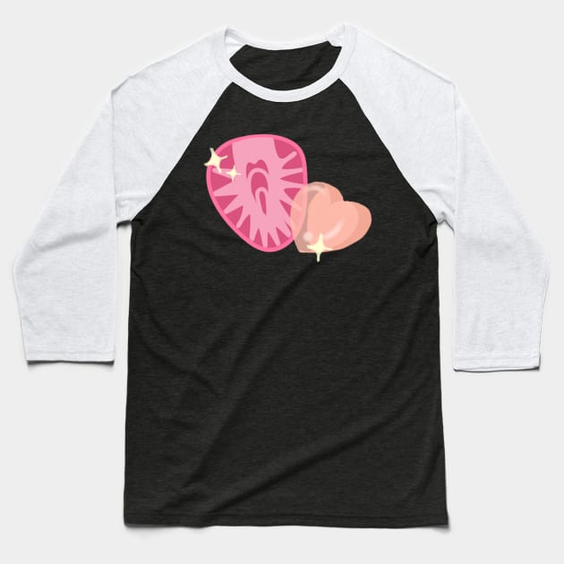 Strawberry Heart Baseball T-Shirt by CITROPICALL